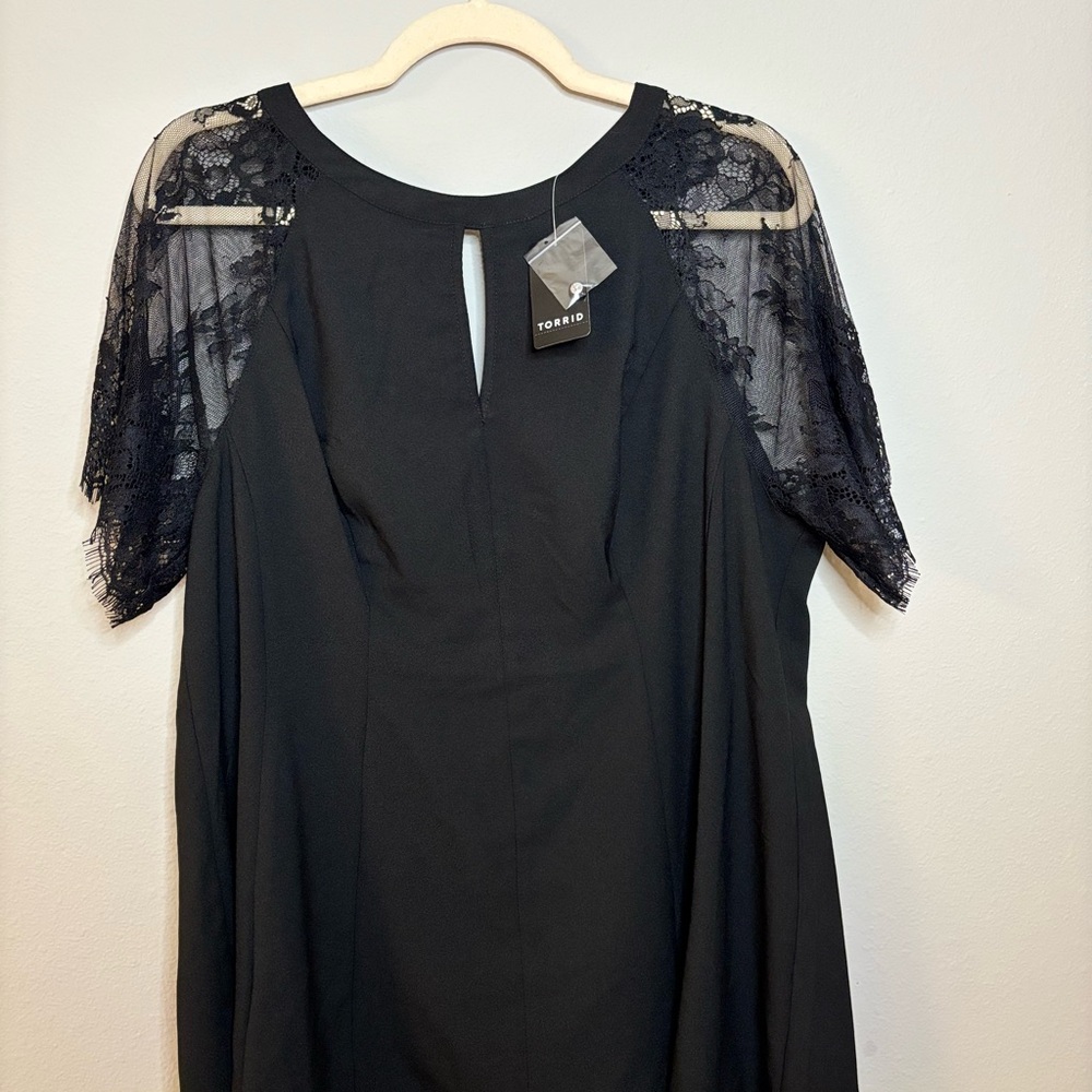 NEW Torrid Black Blouse with Lace Sleeves